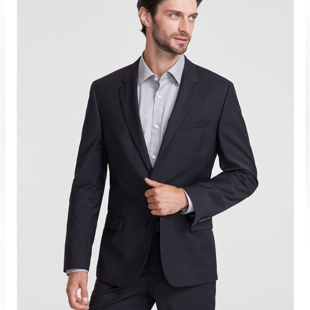 Hugo Boss Travel Seersucker Pin Stripe‎ Stretch Blue Sports Jacket Size 40R C36